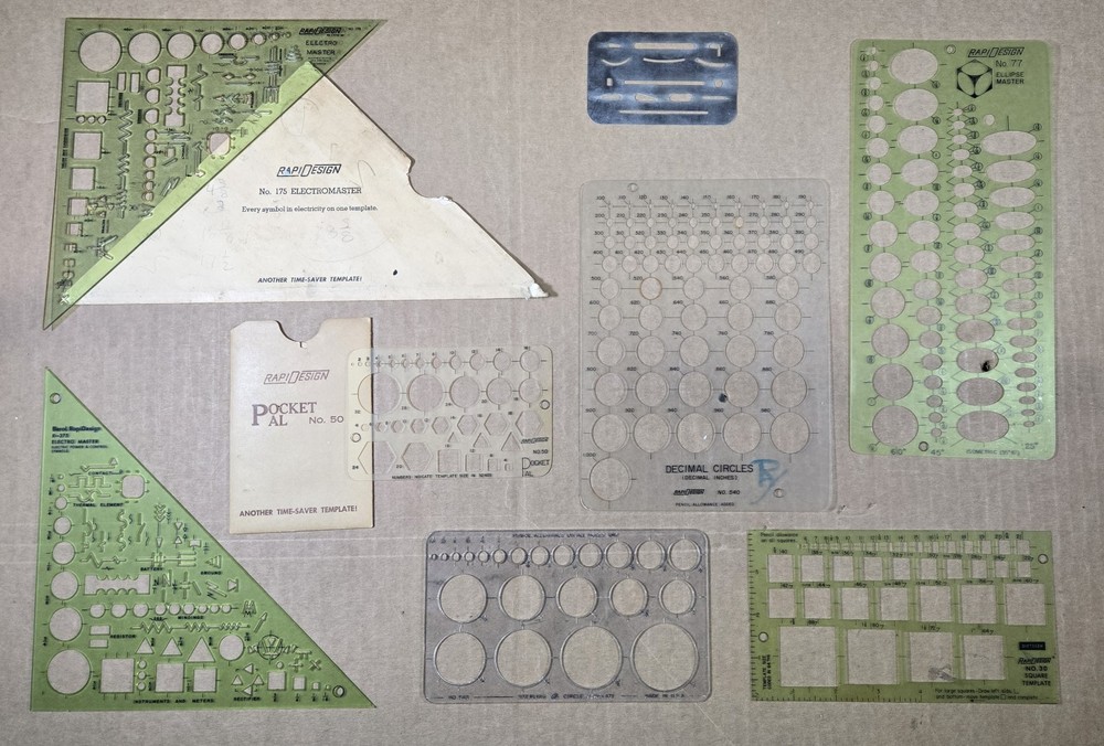 Vtg Lot 35 Engineering Drafting Drawing Design Templates Berol Rapidesign & More