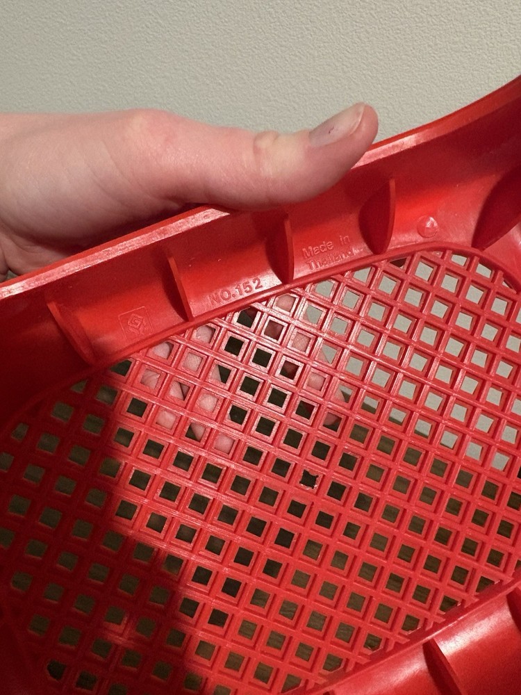 Vintage Red Plastic Step Stool Cross Hatch Pattern Small For Children