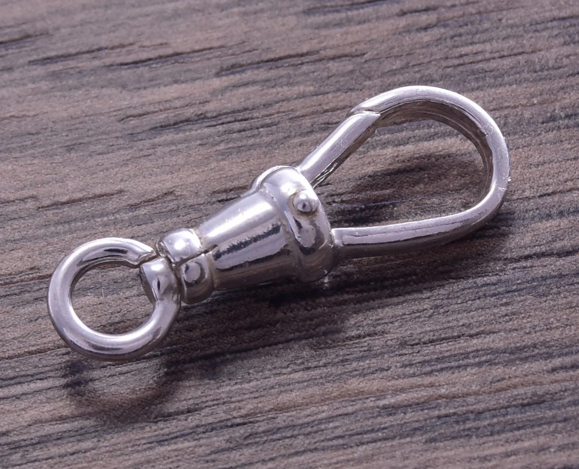 One Sterling Silver 1Pc x 22mm Sterling Silver Carabiner Lobster Clasp DB4V