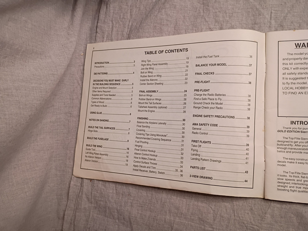 Top Flite Sierra Instruction Book
