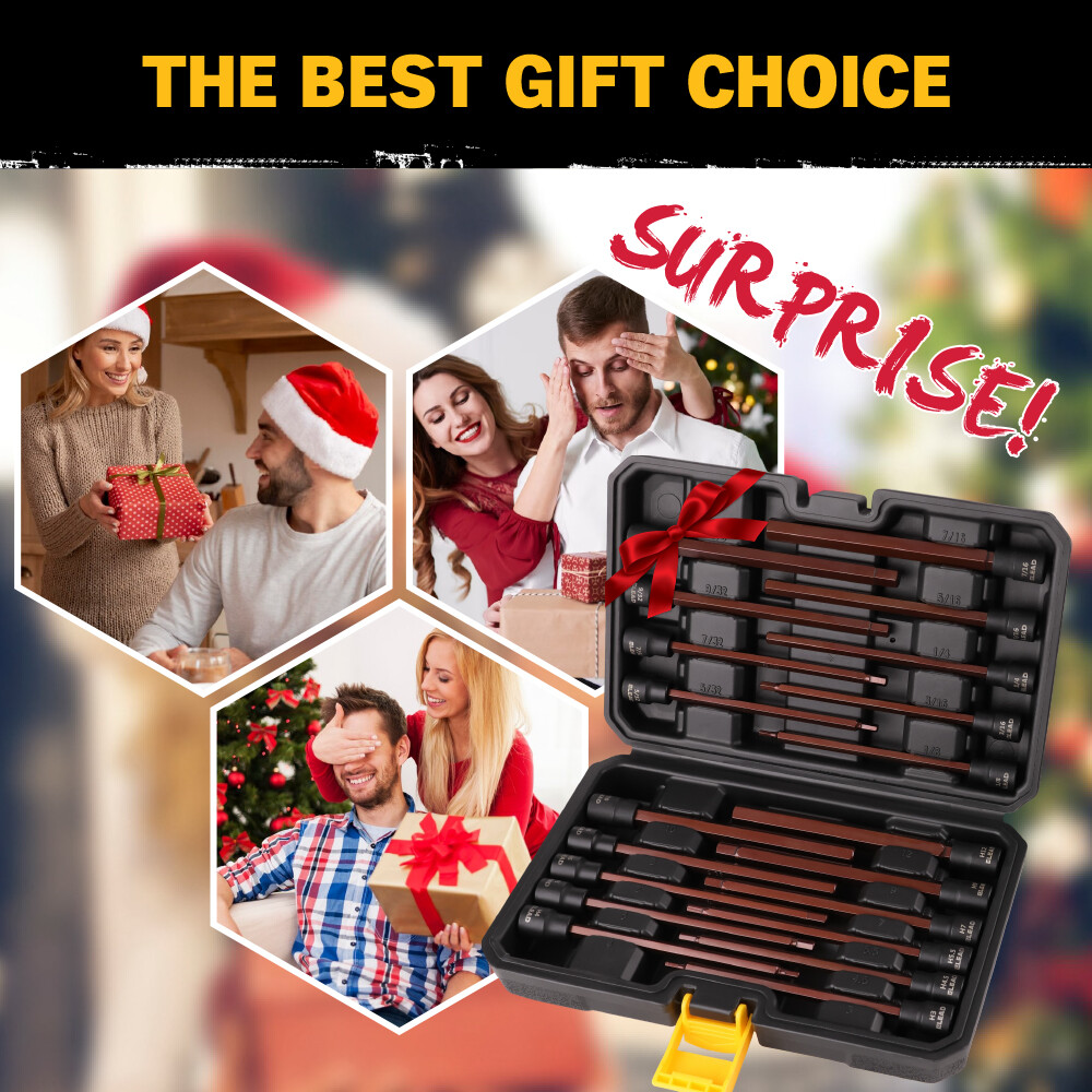 20PC Extra-Long Allen Hex Bit Socket Set 3/8" Drive SAE & Metric Impact Ratchet