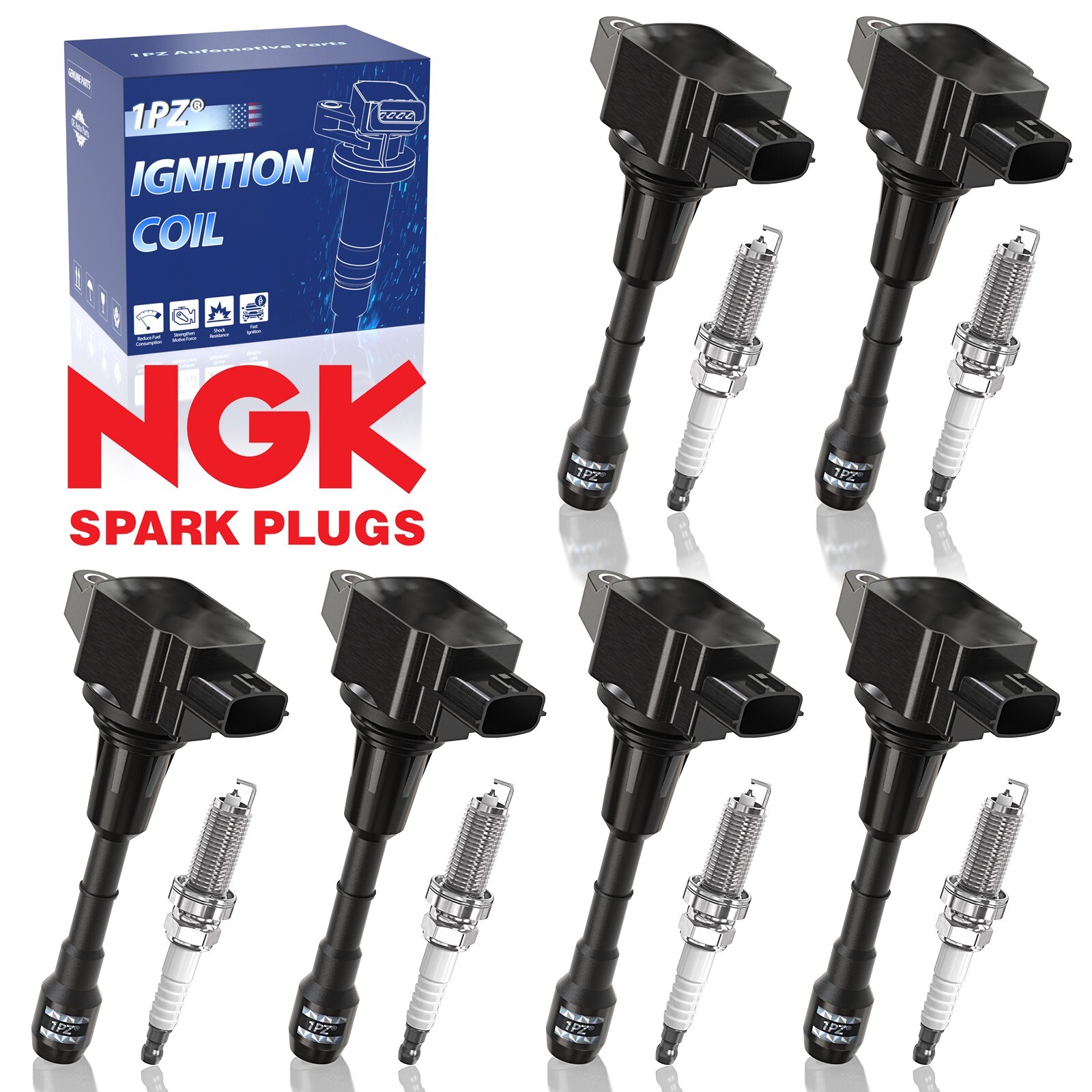 6pcs 22448-JA11C Ignition Coil + Iridium Spark Plug For Infiniti Nissan 3.5L V6