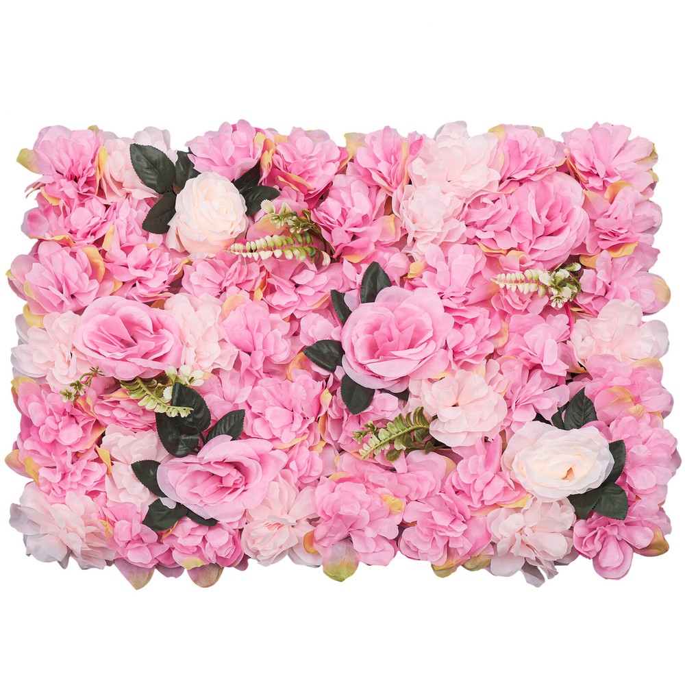12Pcs Artificial Flower Wall Panel Silk Dahlia Rose Backdrop Party Wedding Decor