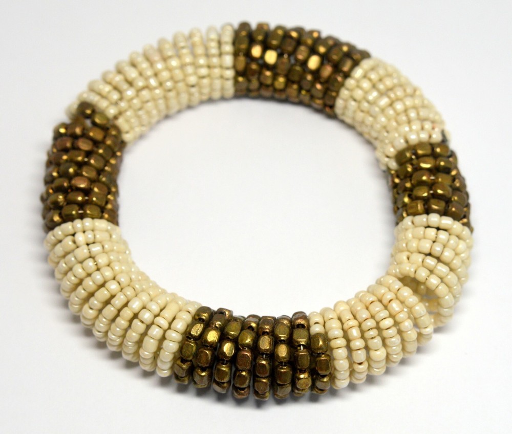 VINTAGE BEADED ELASTIC SPIRAL BRACELET