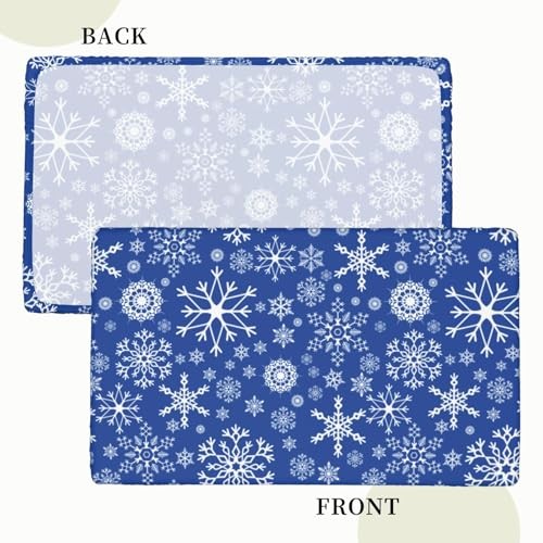 Winter Snowflakes Blue Rectangle 48" x 30" (Rectangular) Snowflakes (Blue)