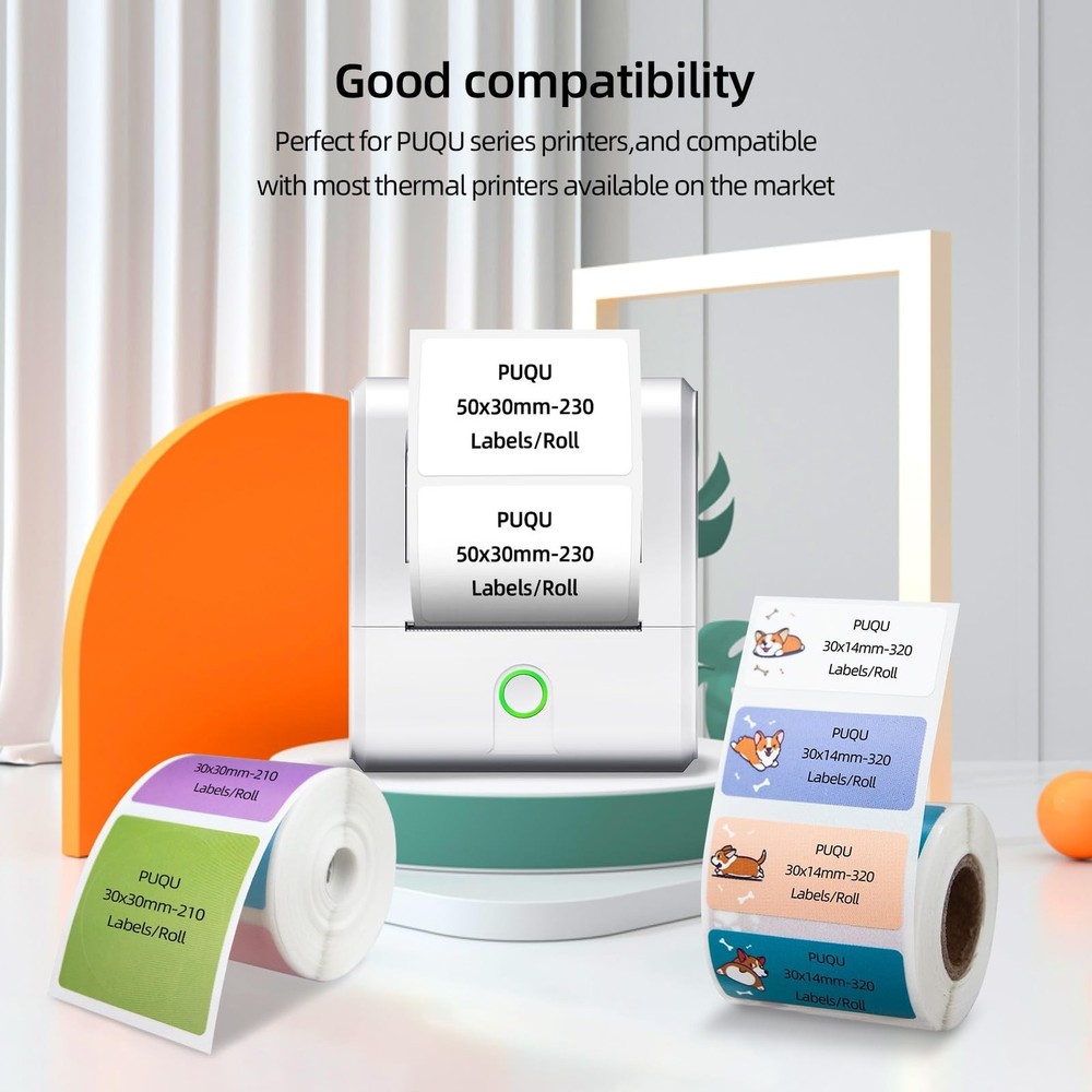 PUQU Thermal Color Label, 40x12mm Rectangular Self-Adhesive Colored Coding St...