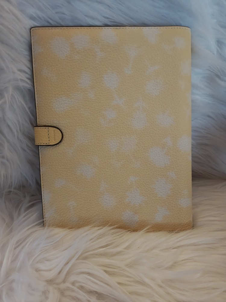 Coach Notebook With Floral Print Silver/ Washed Yellow