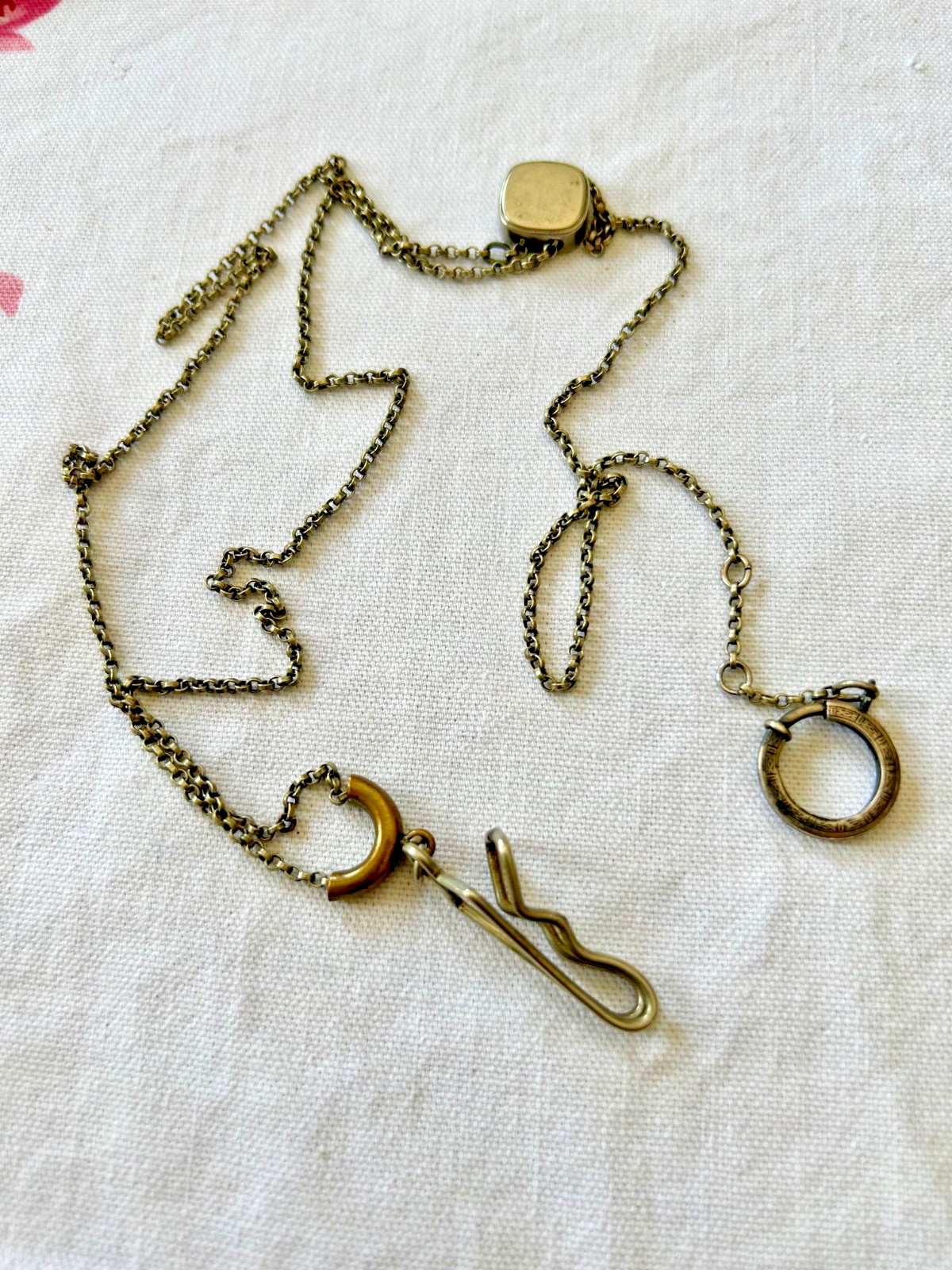 Vintage Signed SWANK Pocket Watch Chain with Slide