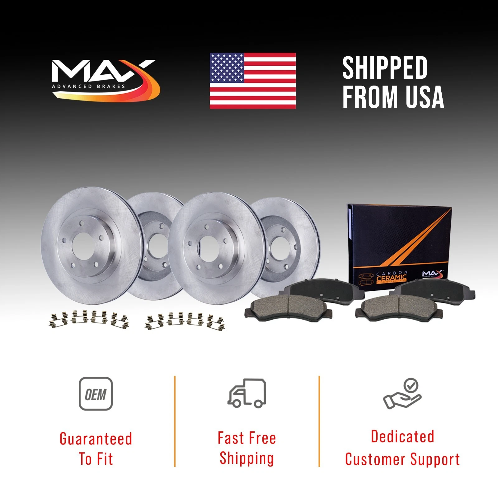 Front & Rear Brake Rotors + Ceramic Pads for 2016-21 Hyundai Elantra Kia Forte