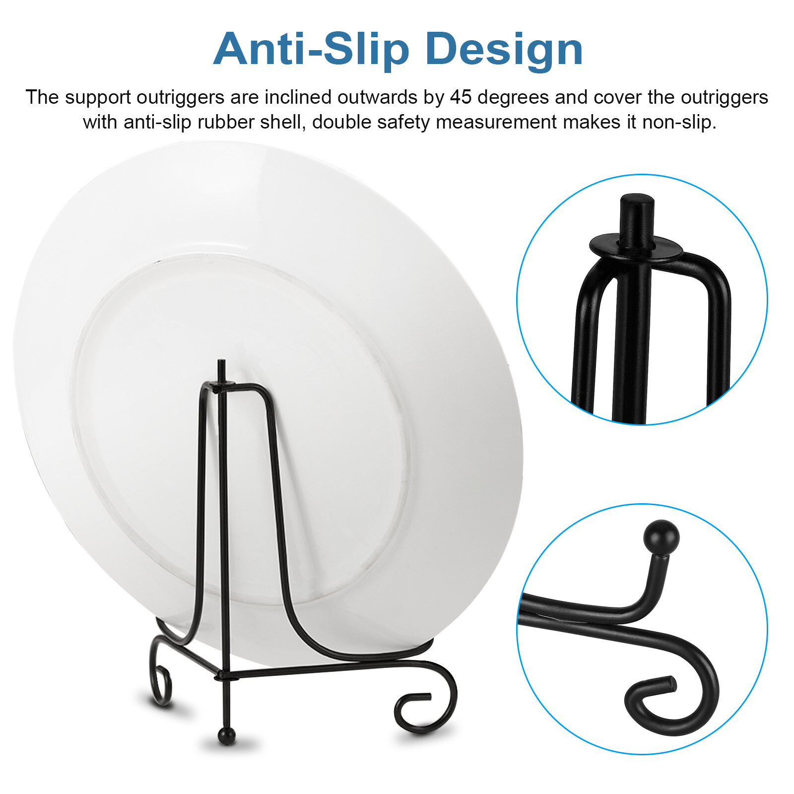 4 PCS 5" Iron Easel Classic Display Stand Plate Holders Picture Photo Frame Rack