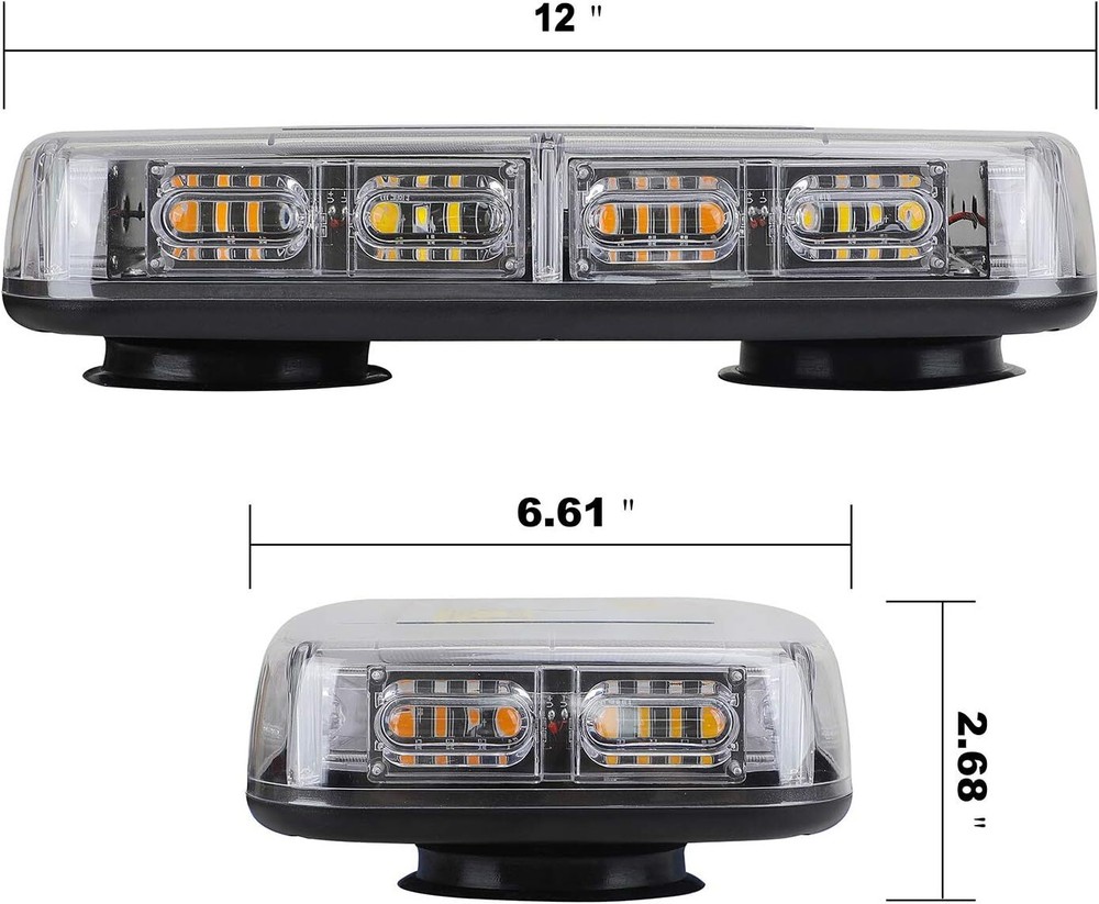 48 LED Strobe Beacon Light Rooftop Emergency Warning Hazard White Amber