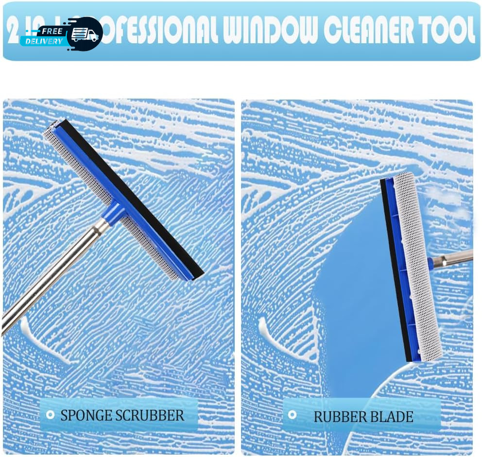 72" Squeegee for Cleaning - Long Handle Window Cleaner Tool Sponge Scrubber