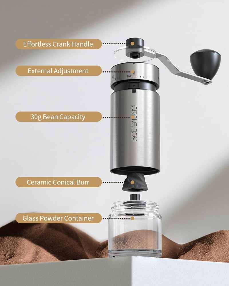 Manual Coffee Grinder with 40 External Adjustable Settings and Ceramic Conical B