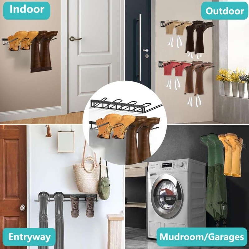 Wall Mounted Boot Rack Space Saving Heavy Duty Quick Drying Rust Proof Storage
