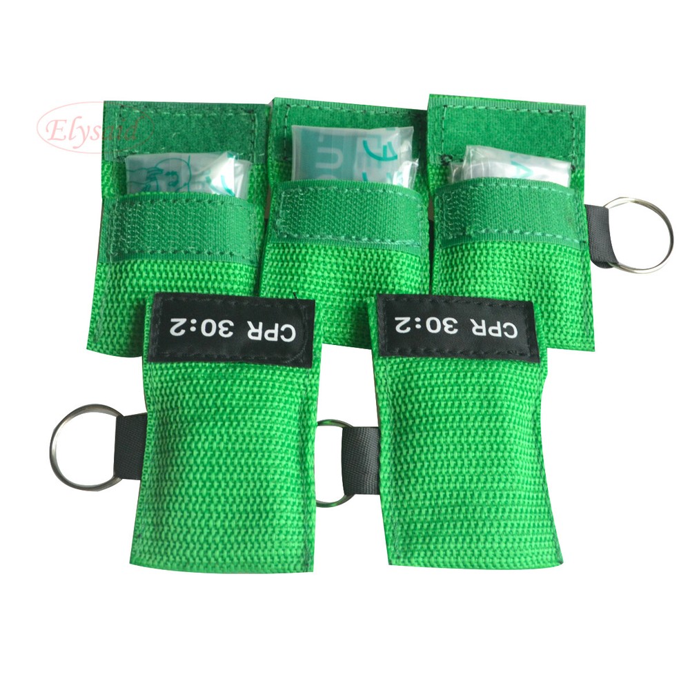 100pcs CPR Face Mask Keychain CPR Face Shield Emergency Training CPR 30:2 Green