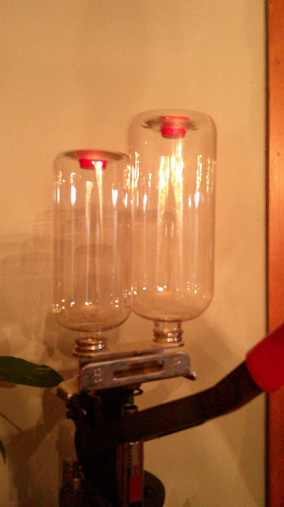 MEC RELOADING PRESS REPLACEMENT POWDER / SHOT BOTTLE SET CLEAR W/ PLUG & LID