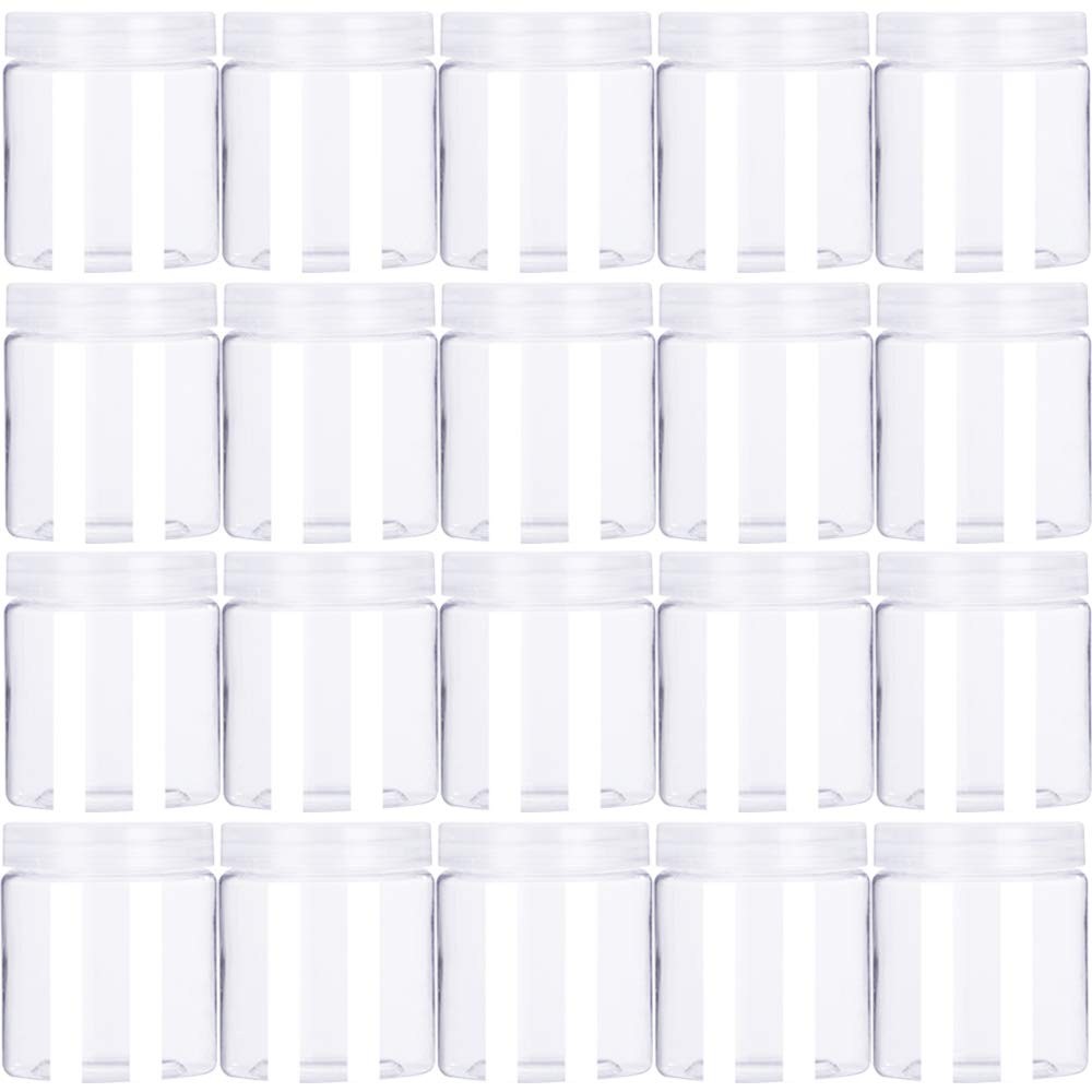 Plastic Jars Clear 20 Pack 4oz 120ml Wide Mouth Empty Storage Containers Lids