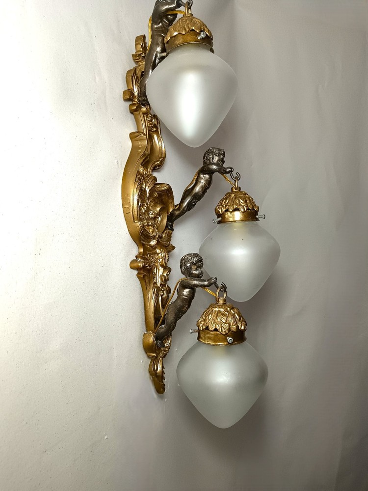 Wall light, Large palace sconce, Putti, Cupids, Rococo, Victorian Baroque