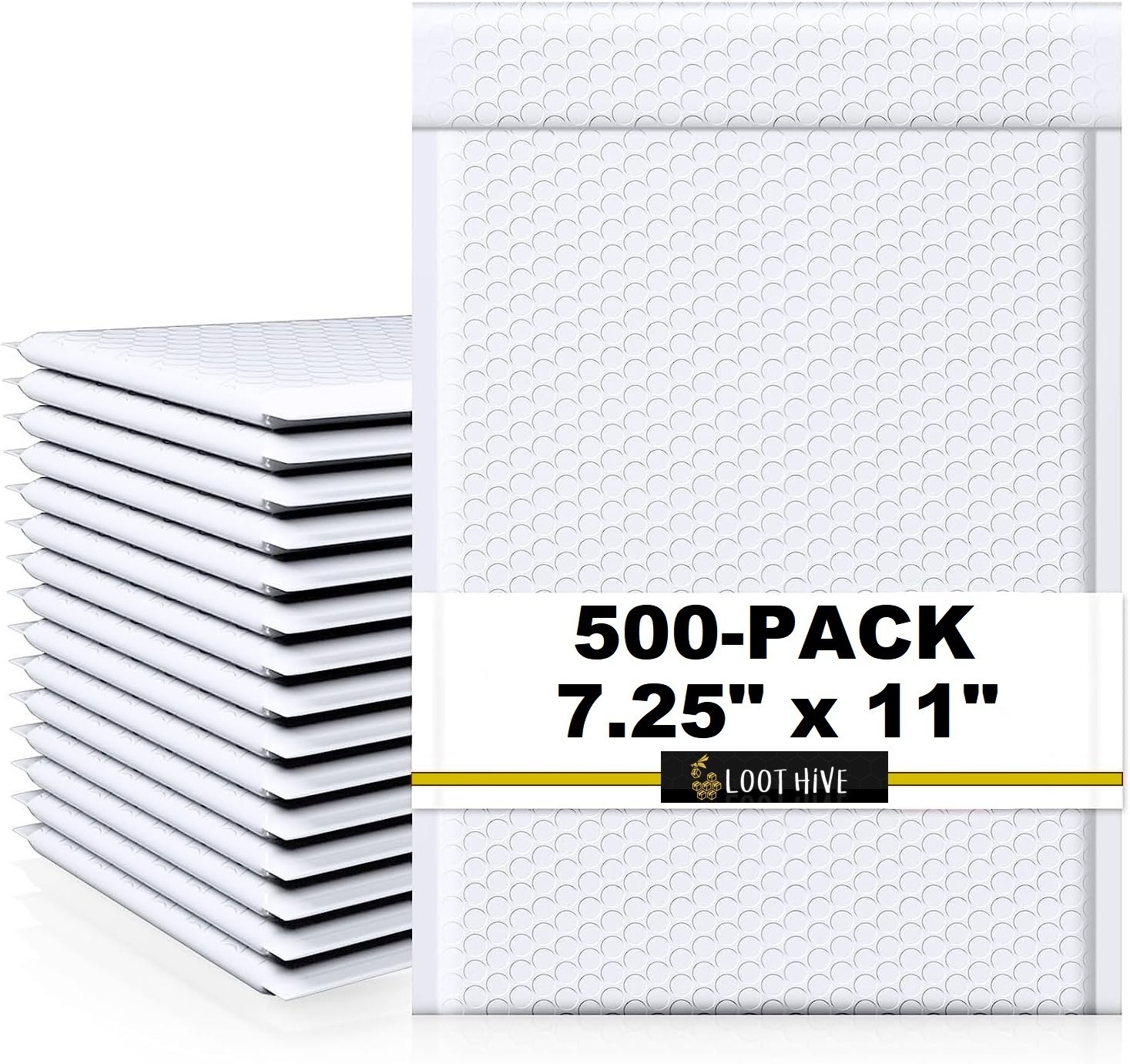 500-Pk WHITE 7.25 x 11" Padded POLY BUBBLE MAILER #1 shipping DVD game envelope