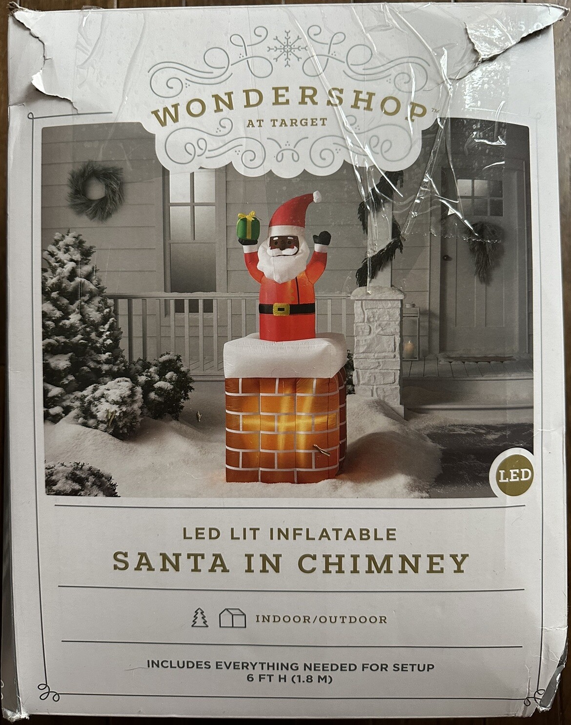 6' LED Santa in  Chimney Christmas Inflatable Decoration