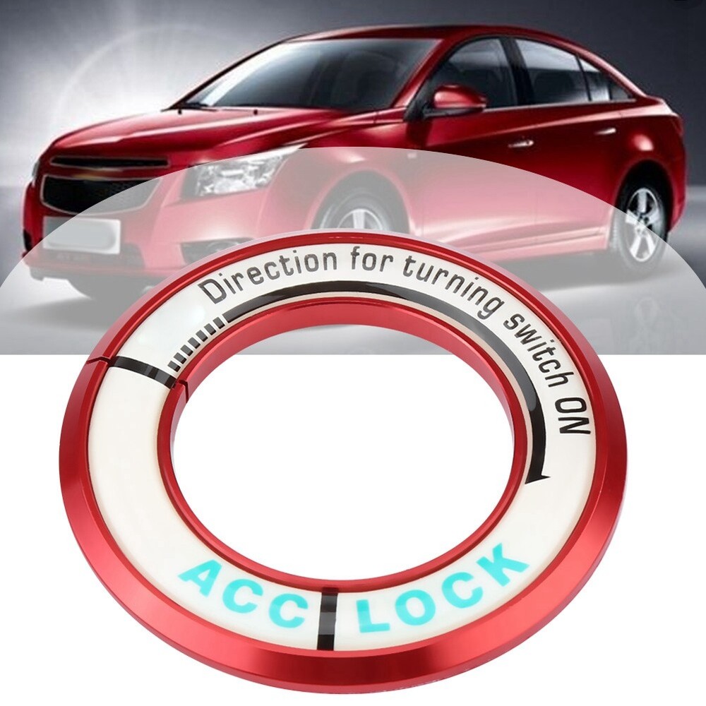 (Red)Car Ignition Switch Ignition Key Switch Ring Glow In Dark Ignition Keyhole
