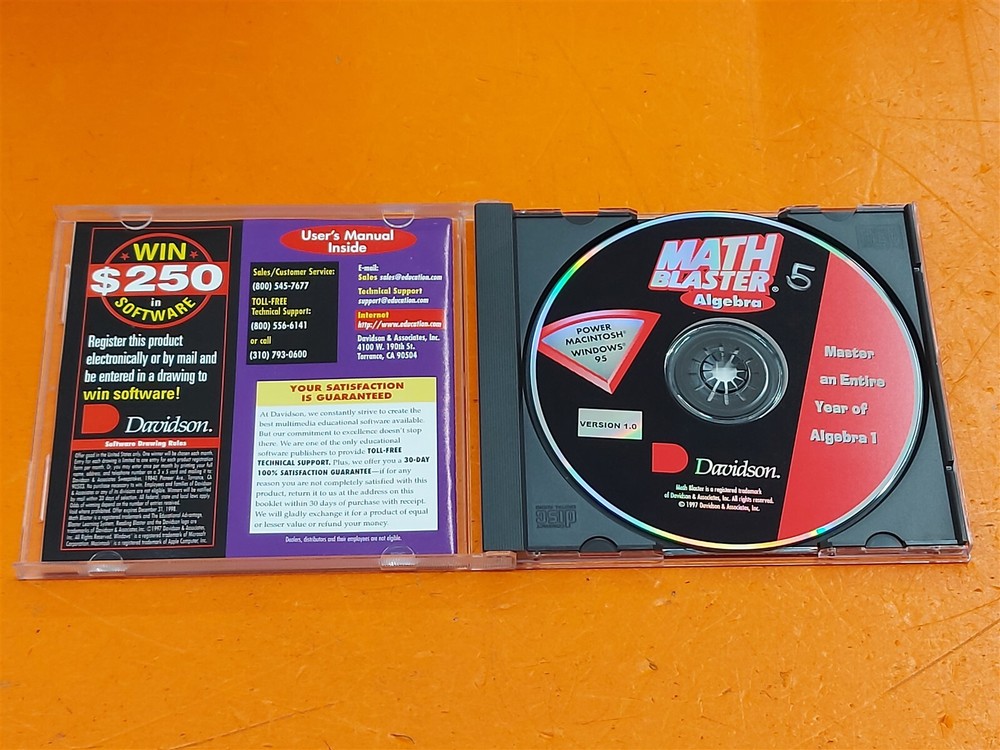 ⭐️⭐️⭐️⭐️⭐️ Davidson Math Blaster Algebra 1 (1997) Windows 95 / Macintosh CD ROM