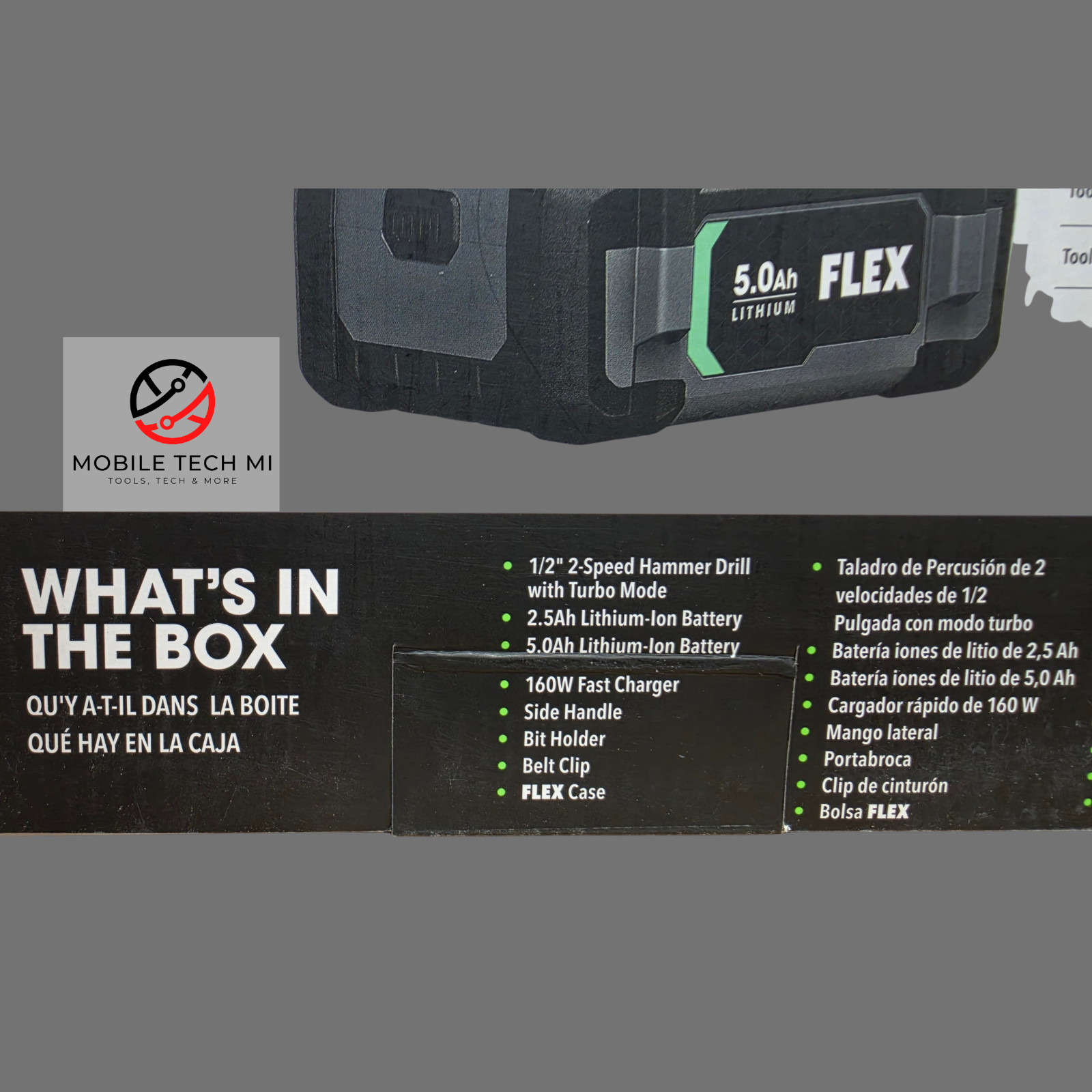 FLEX 24V 1/2" 2-Speed Hammer Drill w/ Turbo Mode Kit 2x Batteries FX1271T-2B