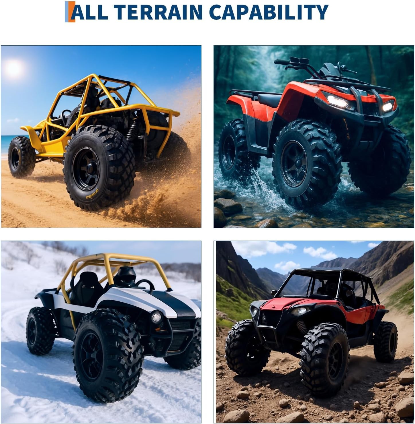 2 Pack 22x10-10 ATV UTV Tires 22x10x10 22 10 10 All Terrain Tires 6PR Tubeless