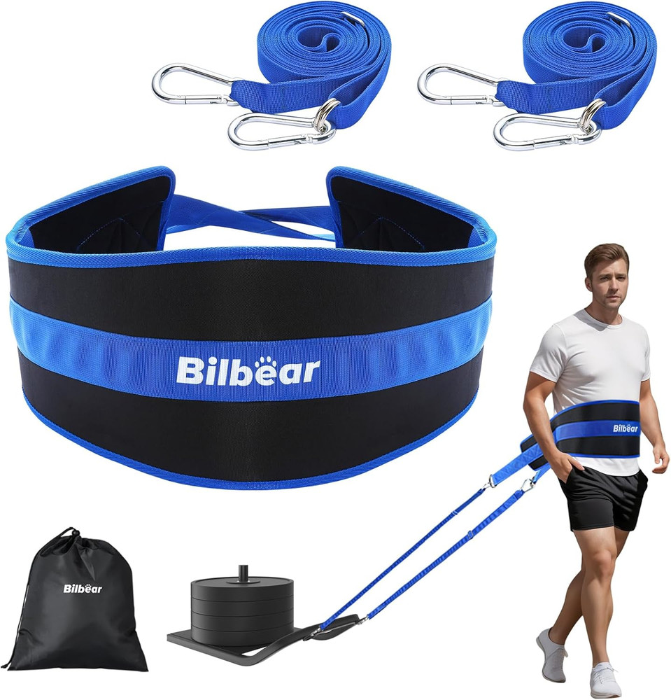 Sled Pulling Belt,Adjustable Sled Training Waist Belt, Belt for Pulling with 2 P