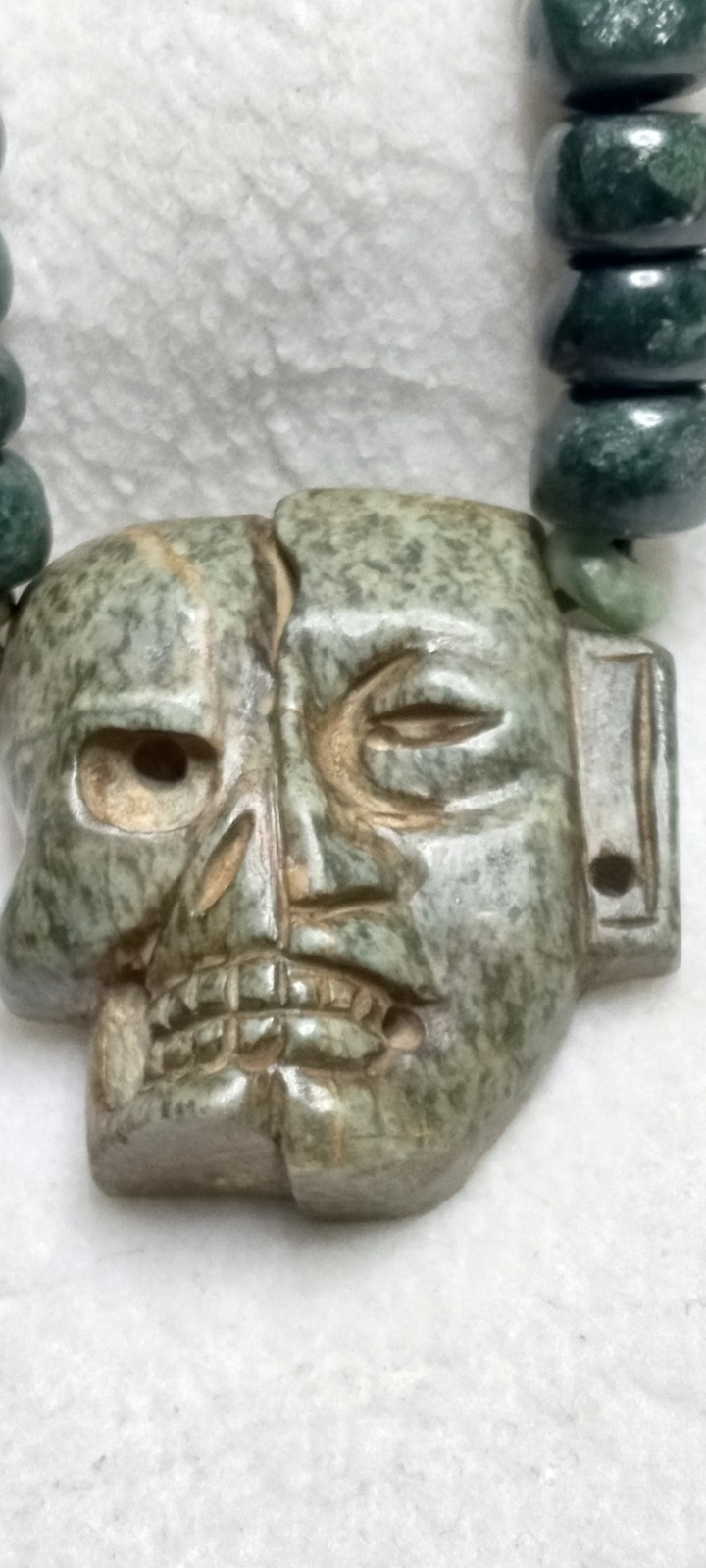 Aztec Modern Precolombian Life and Dead Mask Neckalce.