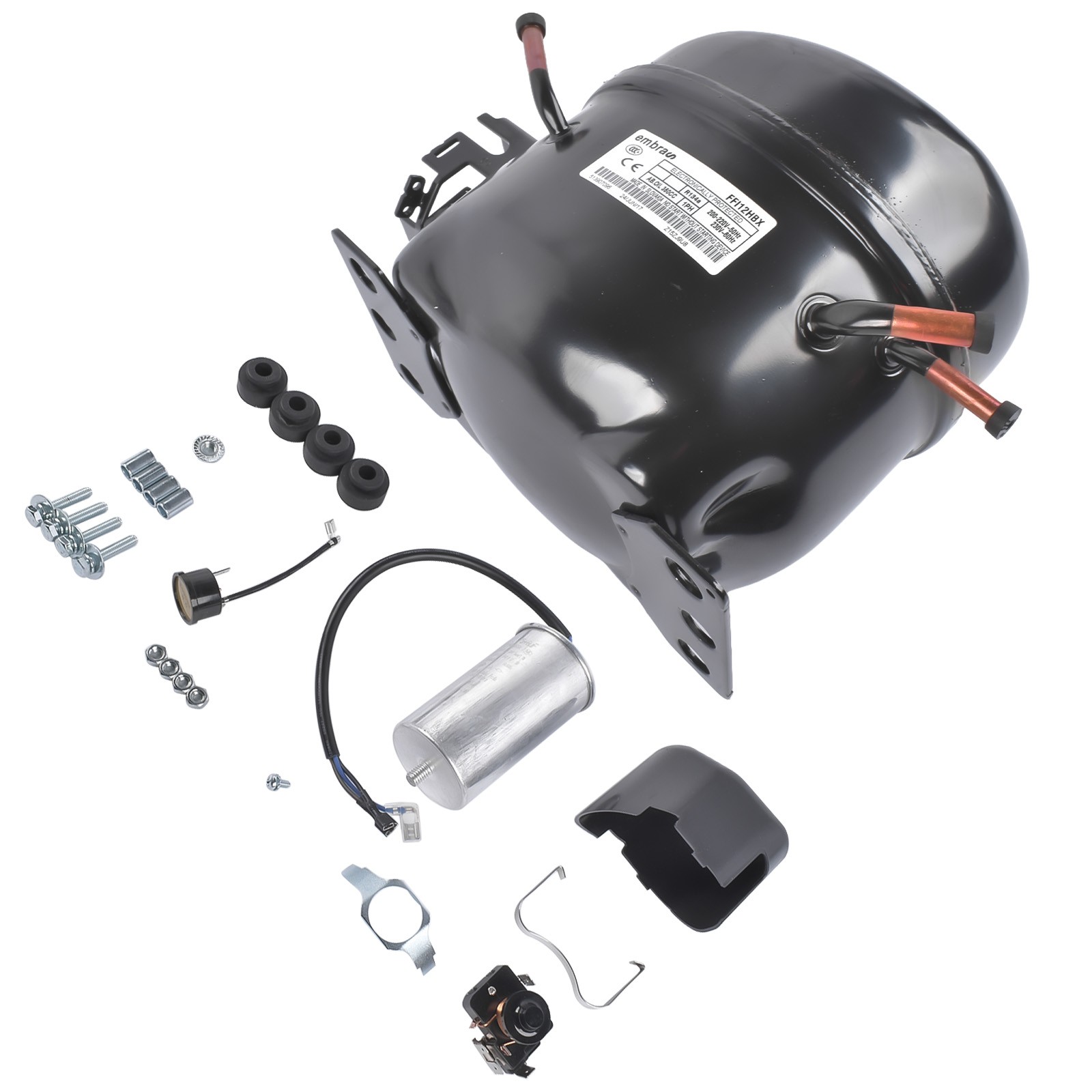 Replacement Refrigeration Compressor Black 220-240V 1/3 HP R-134A Single Phase