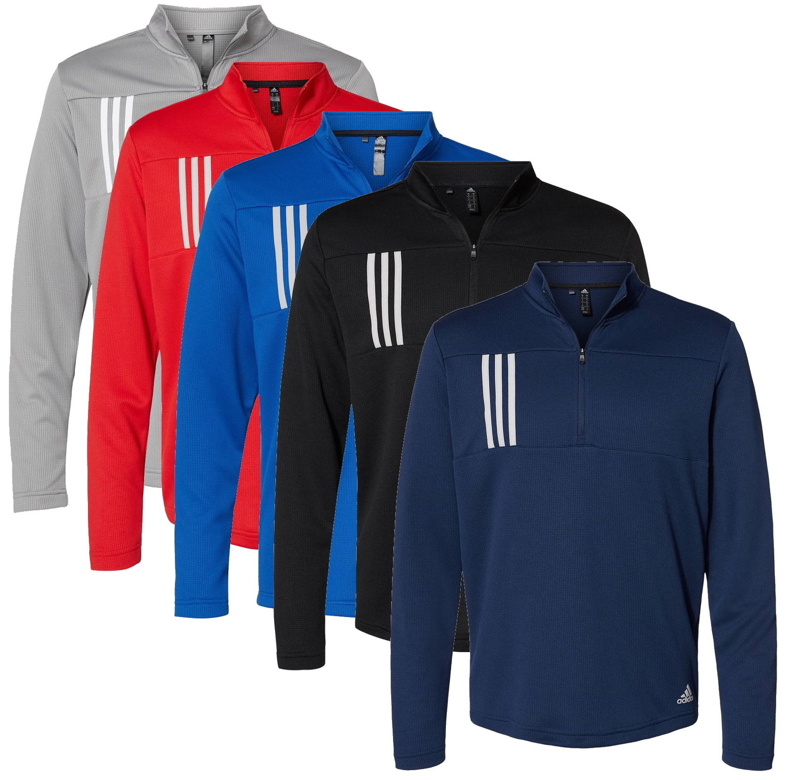 Adidas 3-Stripes Double Knit Quarter-Zip Golf Pullover Top A482 New