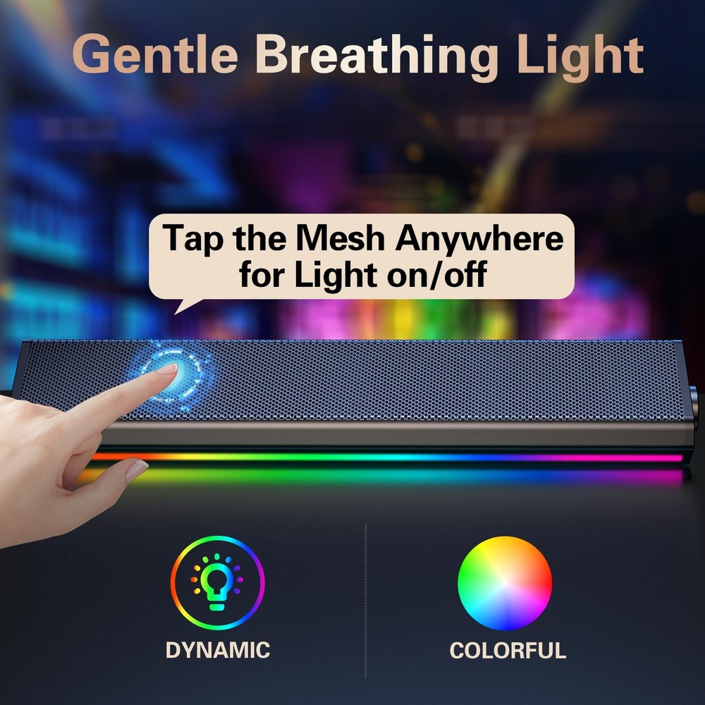 Computer Speakers for Desktop PC Bluetooth USB Gaming Light Dual Touch Type-C