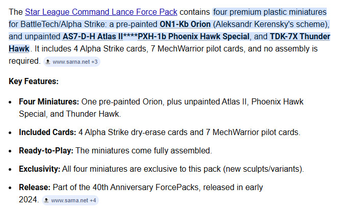 Battletech Star League Command Lance Force Pack