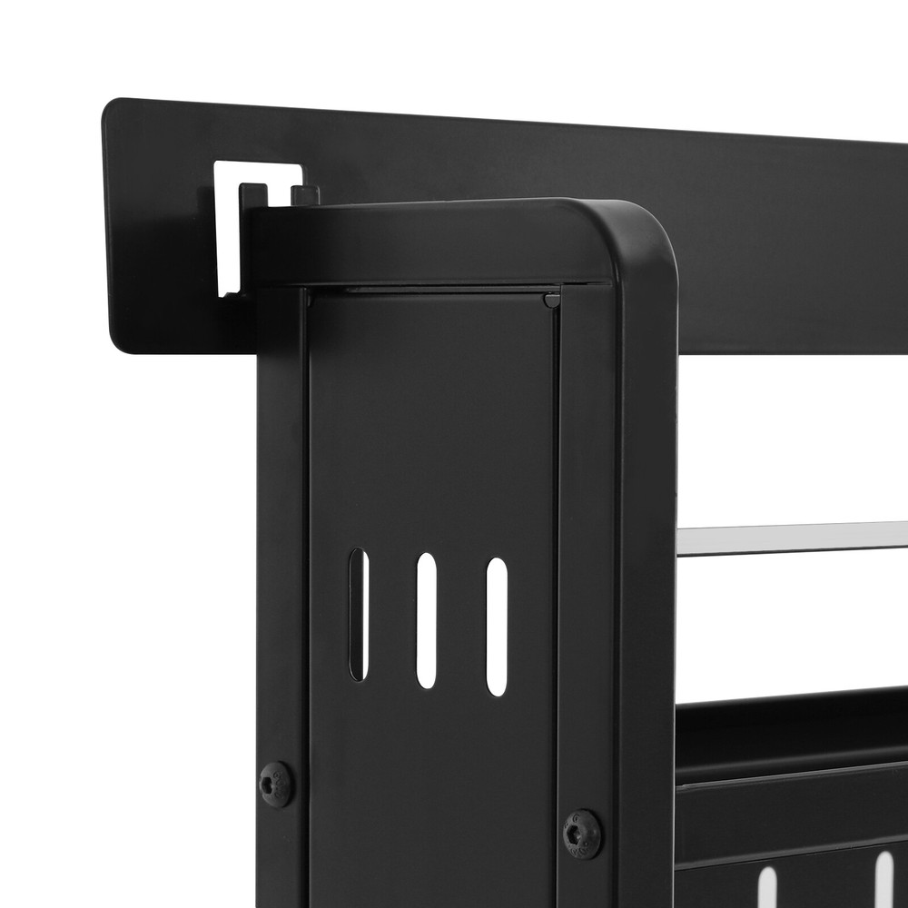 3-Tier Wall-Mounted Storage Rack with 6 Hooks for Kitchen & Home Use