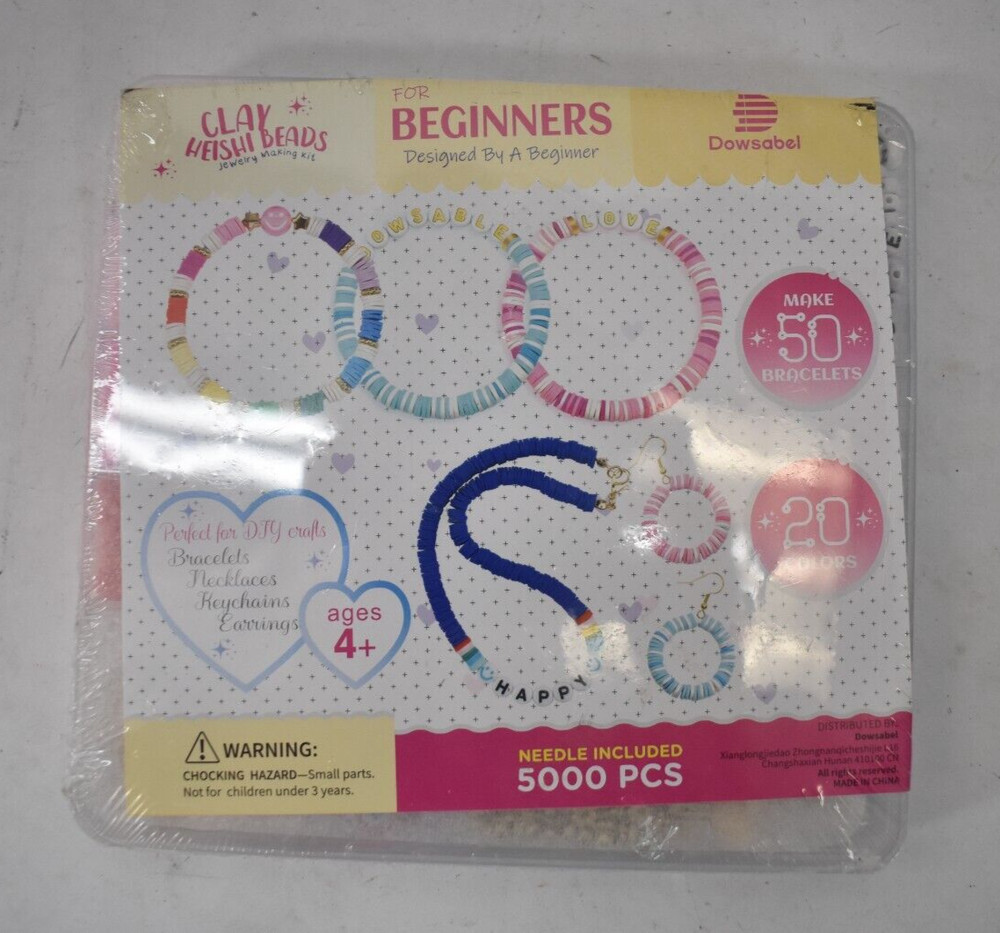 Dowsabel Clay Beads Bracelet Making Kit For Beginners 5000 Piece Set Assorted