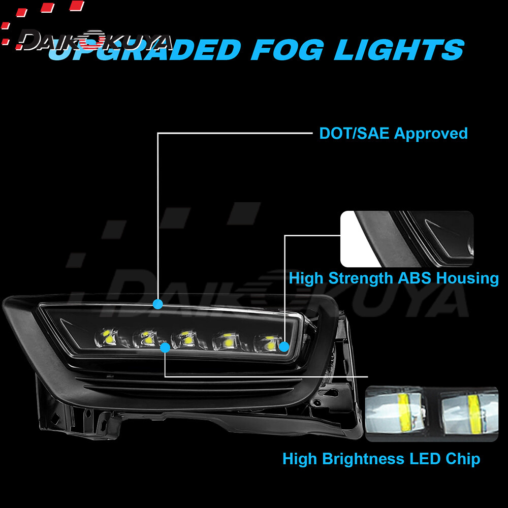 For 2013 2014 2015 Honda Accord 4DR Sedan LED Fog Lights Clear Lens Bumper Lamps