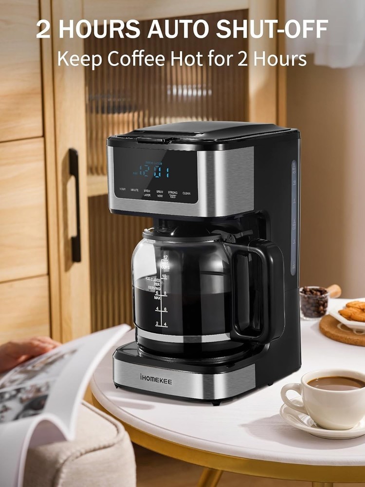 Coffee Maker, Programmable Drip Coffee Maker 12 Cup, Regular & Strong Brew Dr...