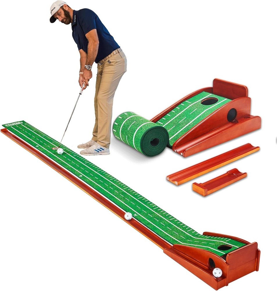 Perfect Practice Portable Golf Green Putting Mat with Ball Return - Training Aid