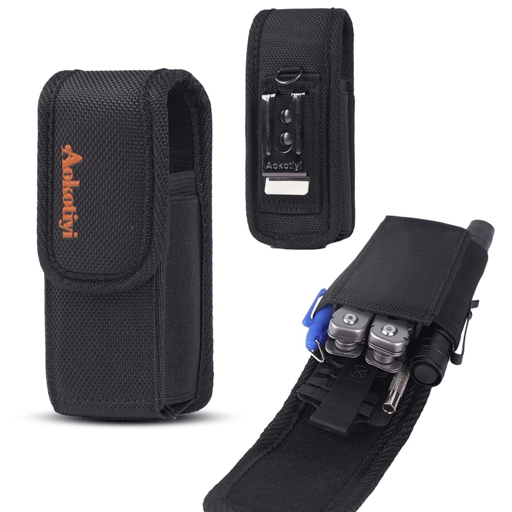 Multitool Sheath - Magnetic Closure EDC Belt Pouch Organizer with Black