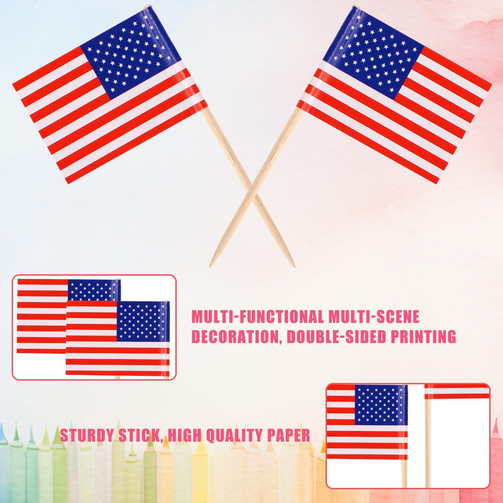 200Pcs Mini Countries Toothpick Flags, Mini Flags on Sticks with 100 Different N
