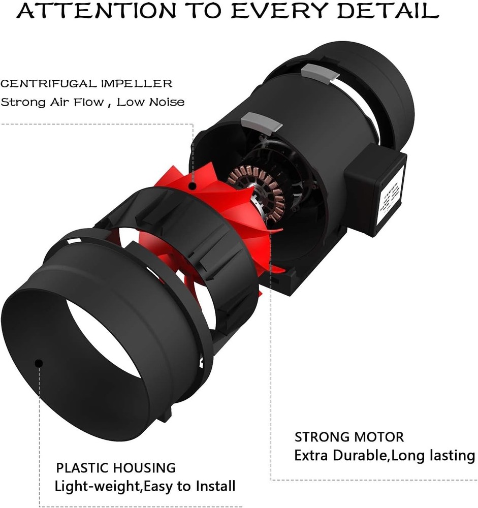 SunStream Inline Duct Fan 8 Inch 720 CFM