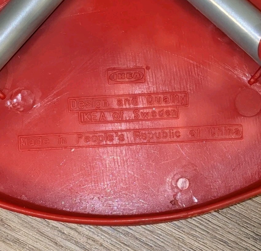 Vintage Pair Ikea Plastic Stools Forby Retro Red / White Stackable Chairs 18557