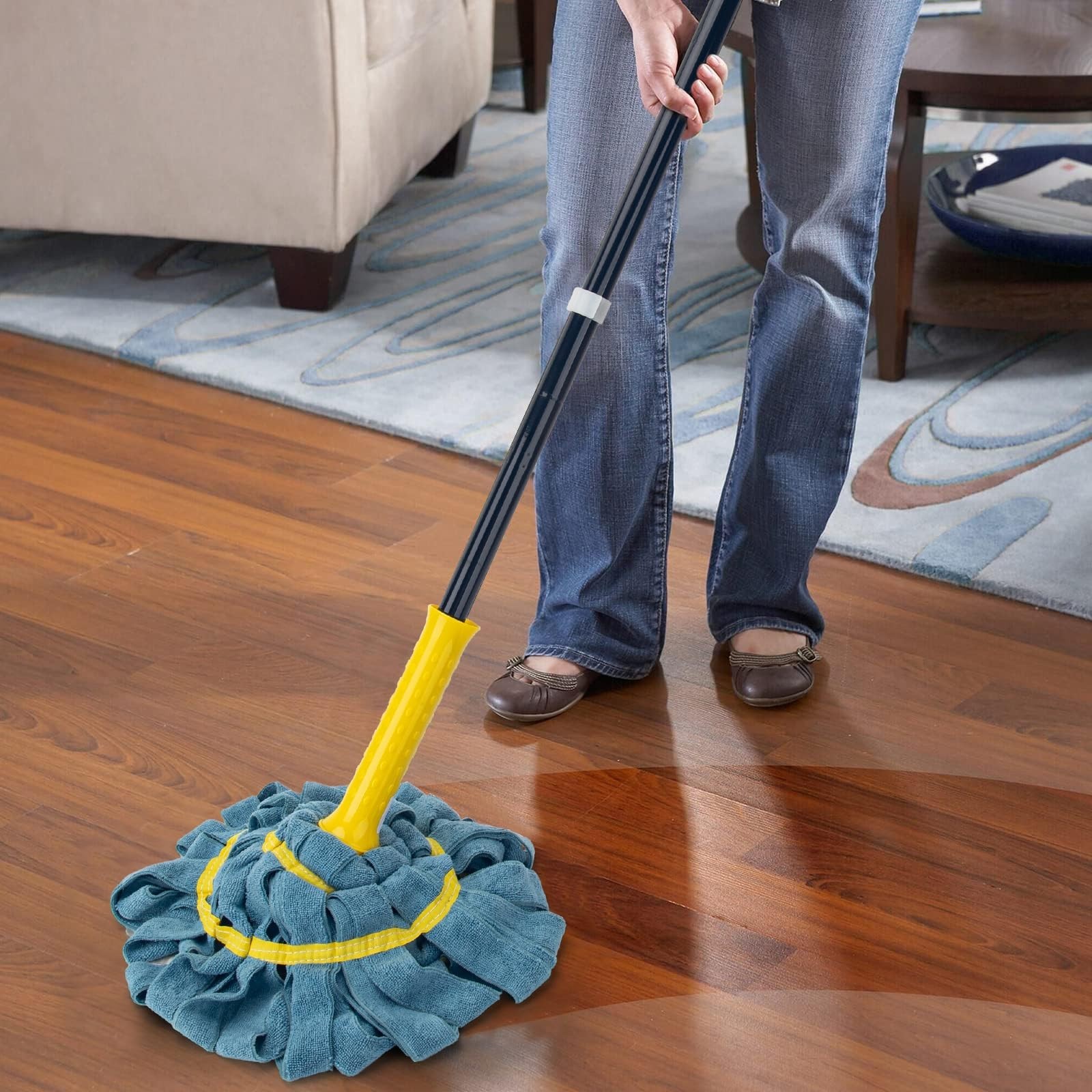 KeFanta Self-Wringing Twist Mop, Microfiber Cloth Wet Mops for Floor Cleaning...