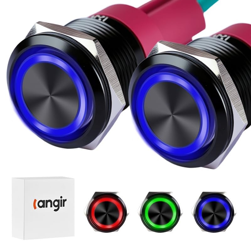 15Amp momentary Push Button Switch，(0.63") 12V-24V Push Button Switch 16mm Blue