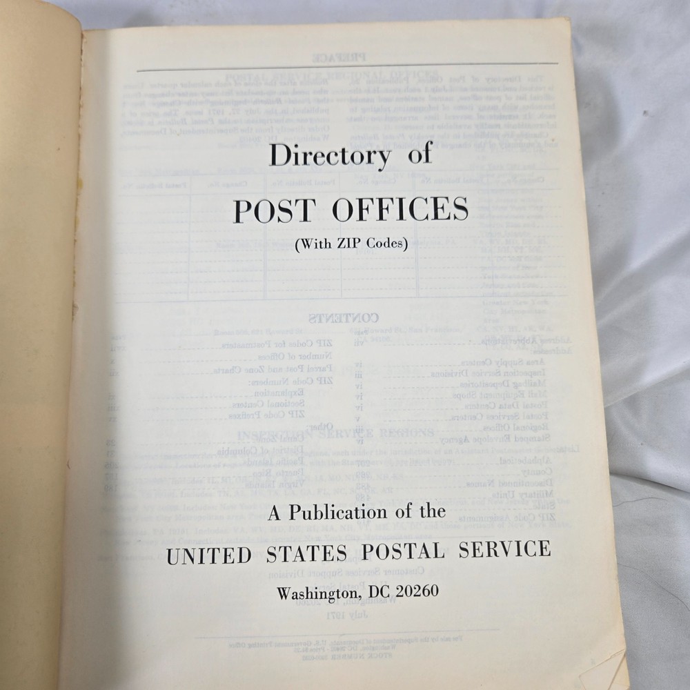 Directory of Post Offices July 1971 United States Postal Service Vintage Book