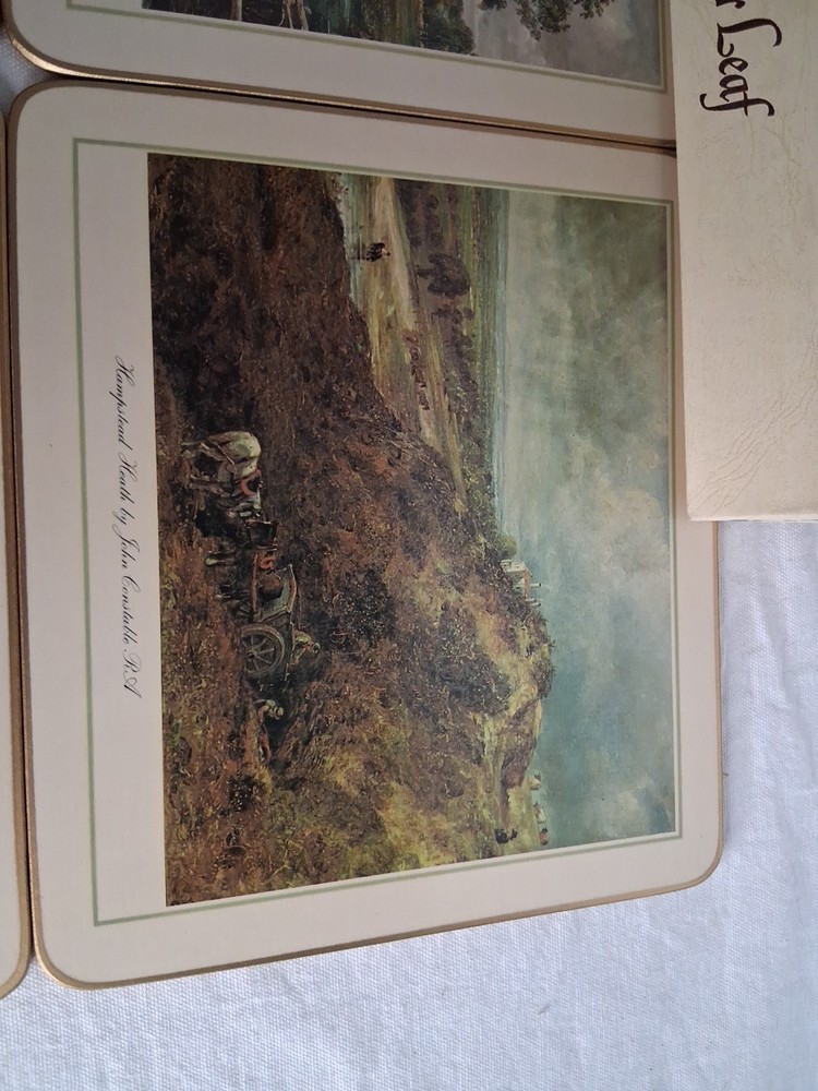 VTG."CLOVER LEAF" CONSTABLE 6 Table MATS & 6 Coasters;England J.Constable Prints