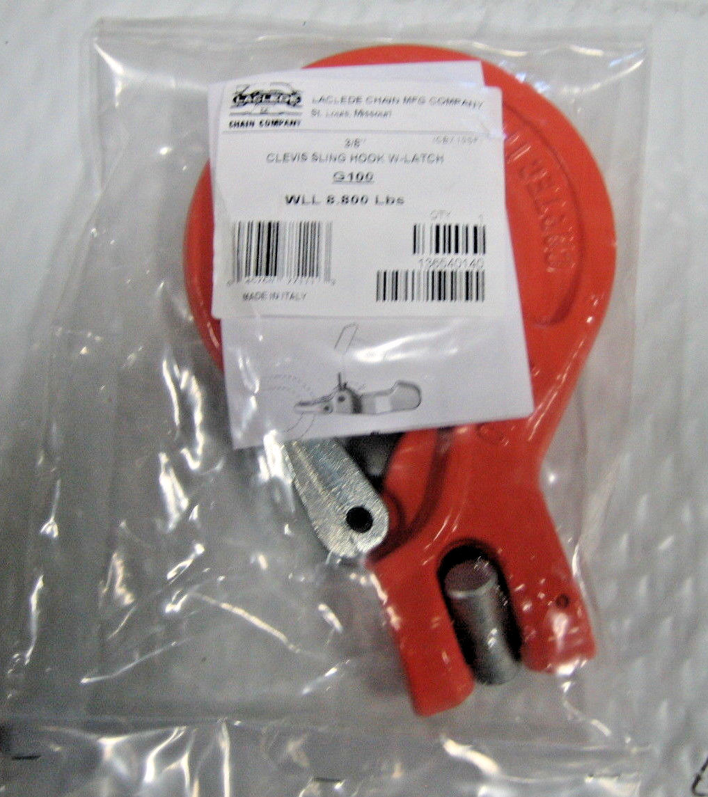 3/8" Grade 100 Clevis Sling Hook with fordged Latch, Made in Italy. Free S&H