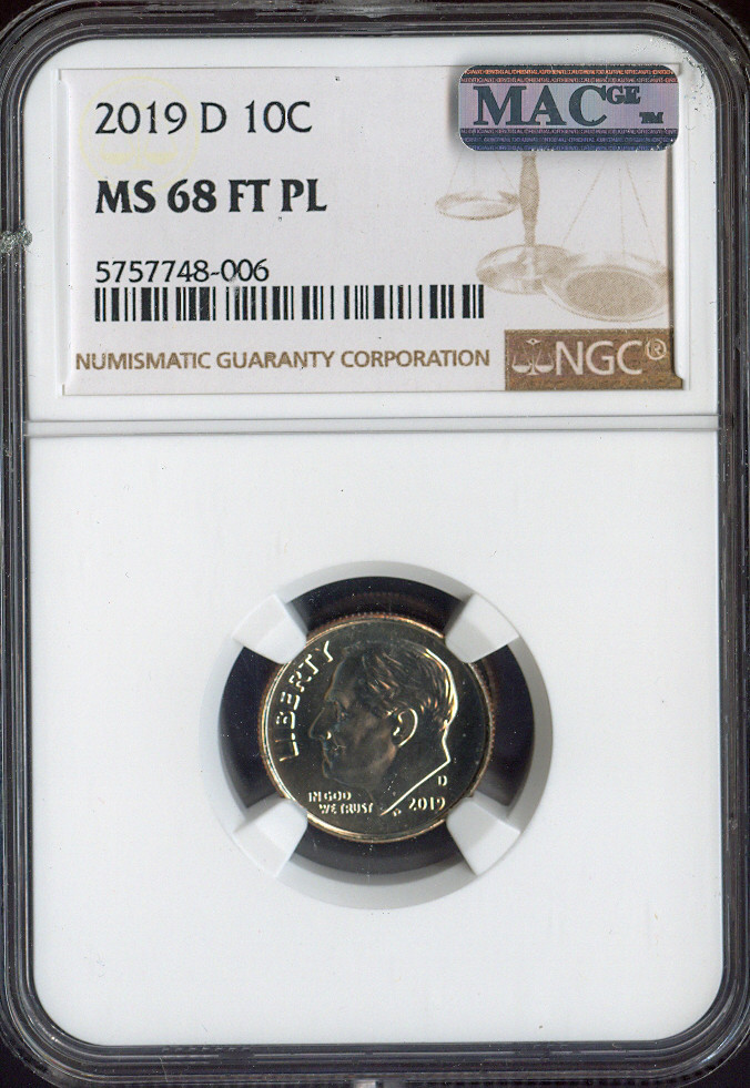 2019 D Roosevelt Dime NGC MS68 FT PL MAC Quality