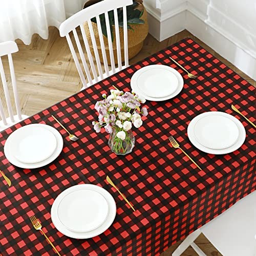 Rectangle Vinyl Tablecloth, 100% 52" x 70" (Rectangular) Black and Red